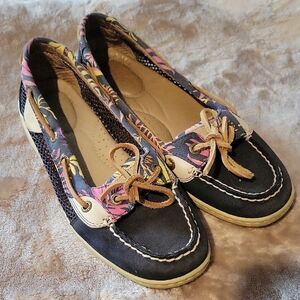 Women's Navy and Multicolor Boat Shoes